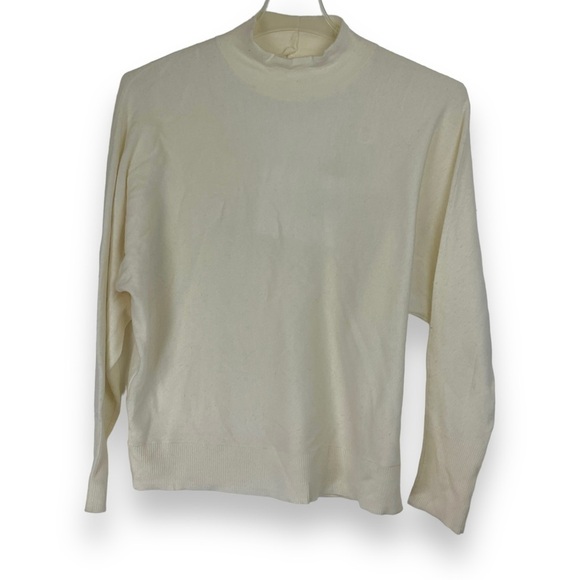 Nicole Miller Sweaters - Nicole Miller Sweater Merino Wool Open Back Mock Neck Cream White Womens Sze XL